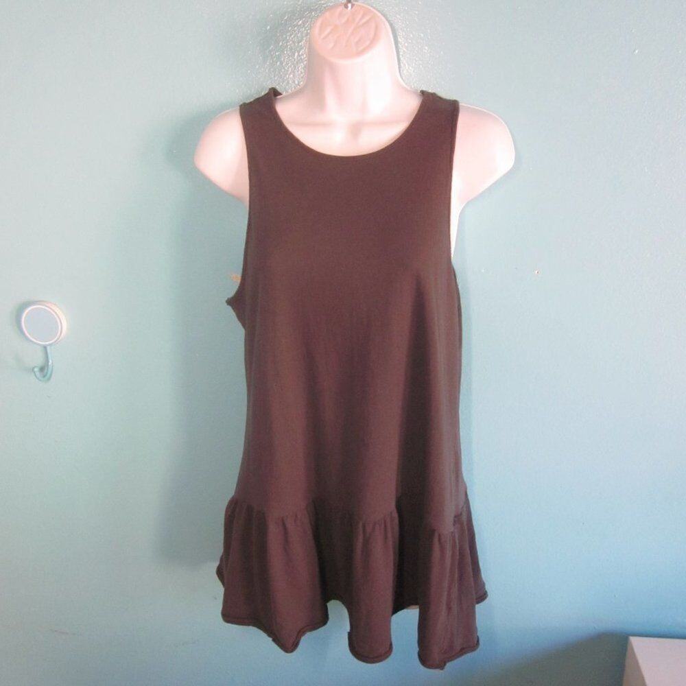 Free People Womens Size S  Long Gray Summer Tank Top Oversized Cotton 34" Bust
